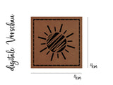 Kunstleder-Label, Lederlabel, Kunstleder-Patch, Lederpatch, 4x4cm, cognac, braun, Sonne, Sunshine, Sun