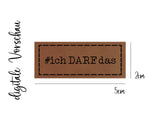 Kunstleder-Label, Lederlabel, Kunstleder-Patch, Lederpatch, 2x5cm, cognac, braun, ich darf das