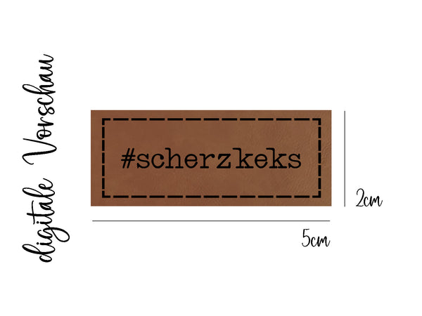 Kunstleder-Label, Lederlabel, Kunstleder-Patch, Lederpatch, 2x5cm, cognac, braun, scherzkeks